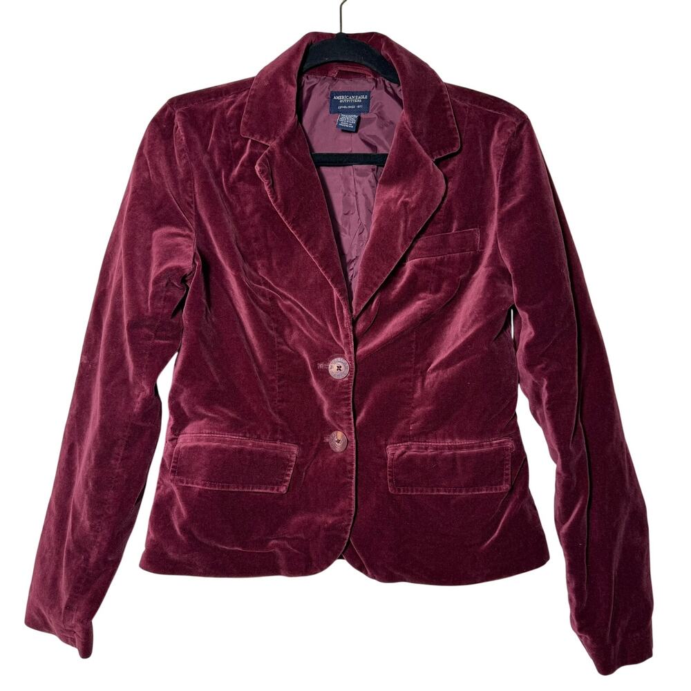 American Eagle Outfitters Velvet Burgundyโ Y2K Blazer Jacket Womens Medium